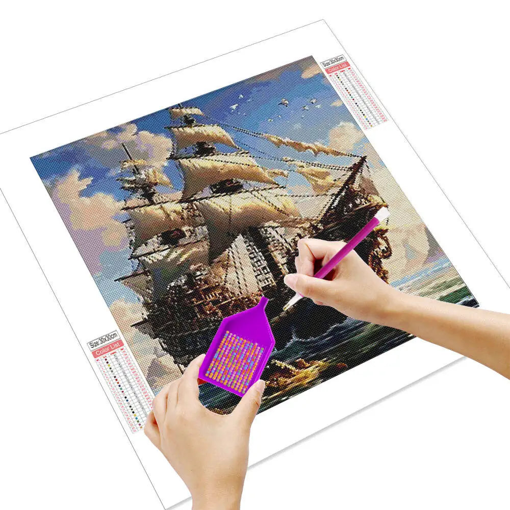 HUACAN 5D Sailboat / Sea Diamond Painting Full Square / Round Diamond