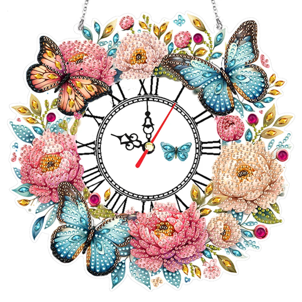 DIY Diamond Painting Kit Flower / Clock Decor, Diamond Painting For Coffee Living Room Home Decor Hanging Pendant