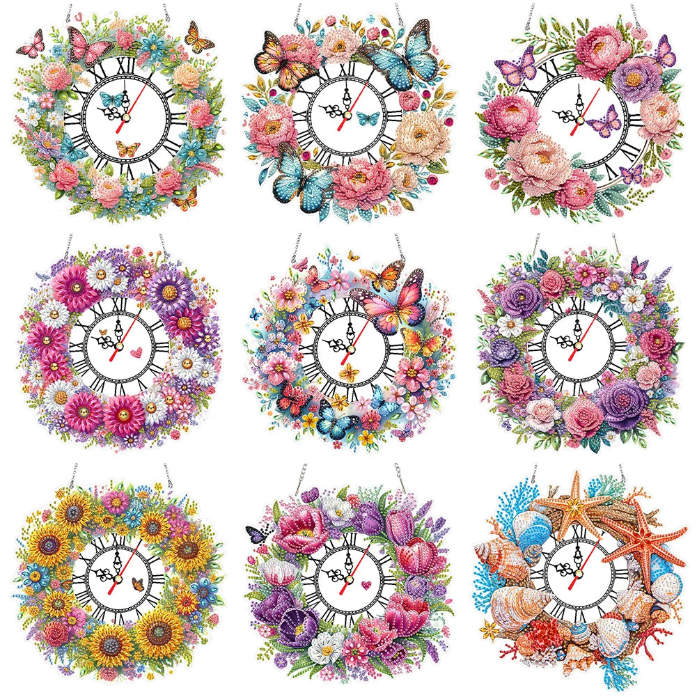 DIY Diamond Painting Kit Flower / Clock Decor, Diamond Painting For Coffee Living Room Home Decor Hanging Pendant