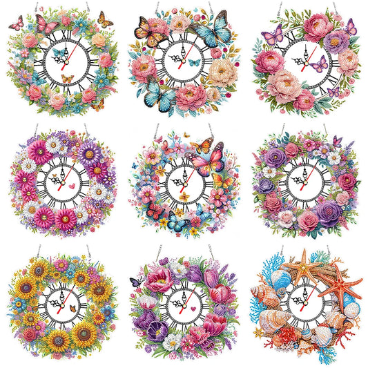 DIY Diamond Painting Kit Flower / Clock Decor, Diamond Painting For Coffee Living Room Home Decor Hanging Pendant