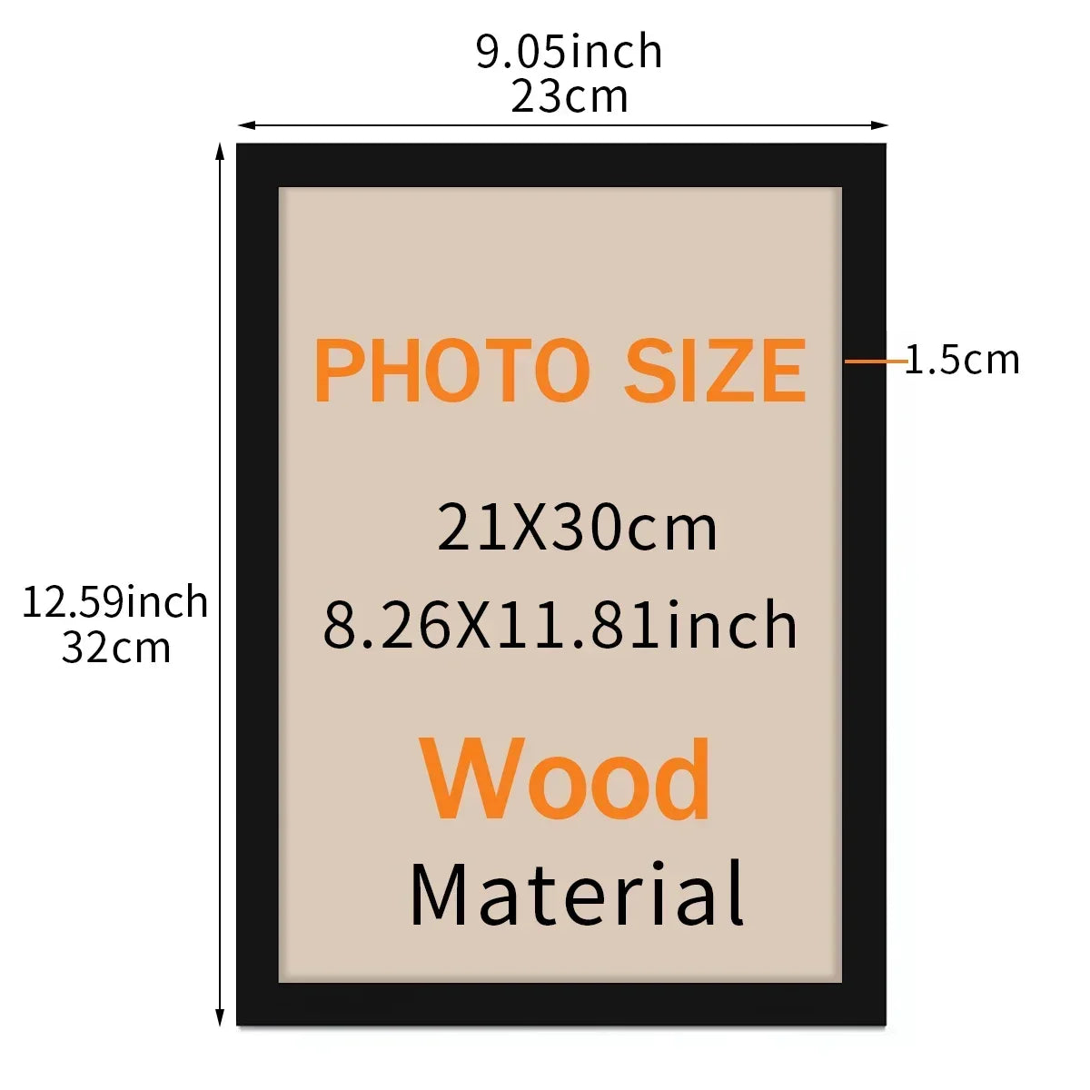 21x30cm & 30x40cm Black Photo Frame Hung on Wall Photo Frame Poster Certificate Canvas Canvas Display Frame Picture Decor