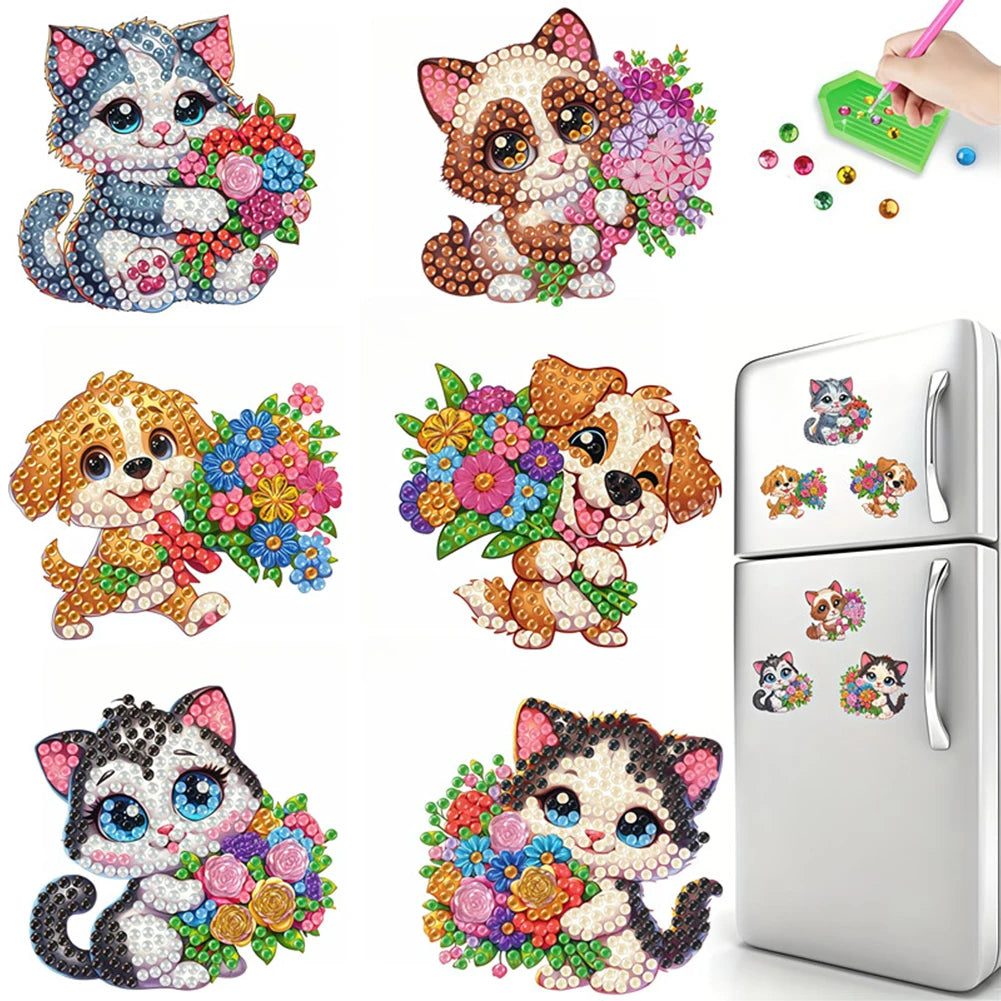 6Pcs Diamond Art Kits Fridge Magnets DIY Art Crafts