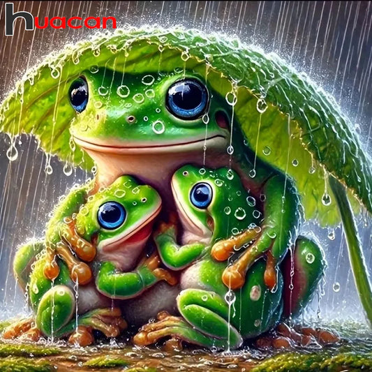 Huacan Frog Under Leaf In Rain Full Round / Square DIY Diamond Painting