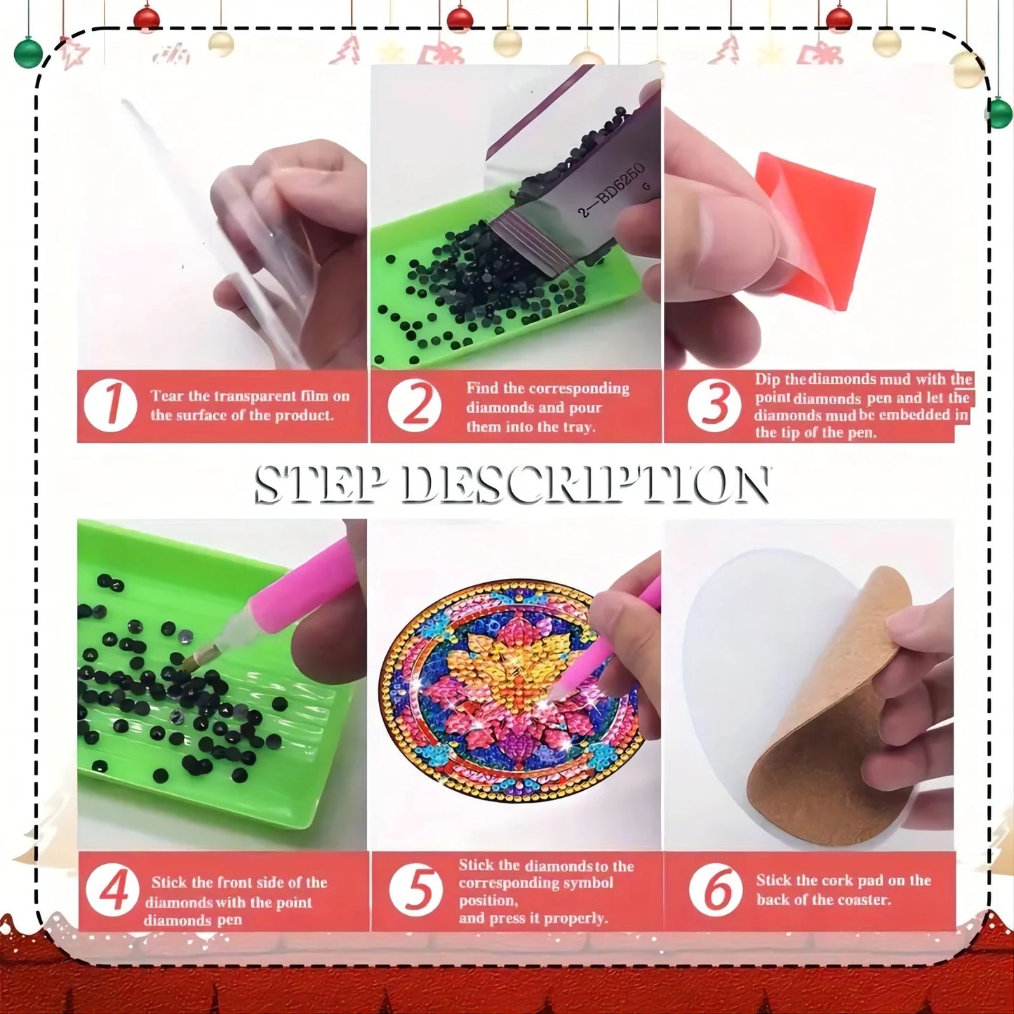 8-PCS Set With Bracket DIY Diamond Painting Set, Creative Floral Themed Coaster Set, Sparkling Diamond Art Wooden Mosaic Craft Set