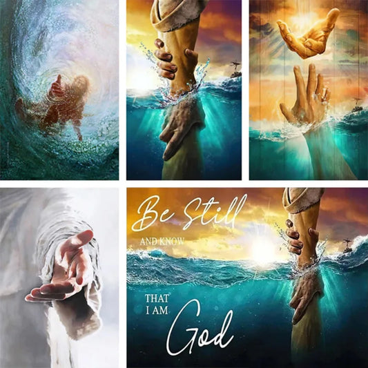 1 pc Frameless Diamond Painting, Jesus The Hand of God 5D Diamond Painting Mosaic Kits Home Decoration Wall