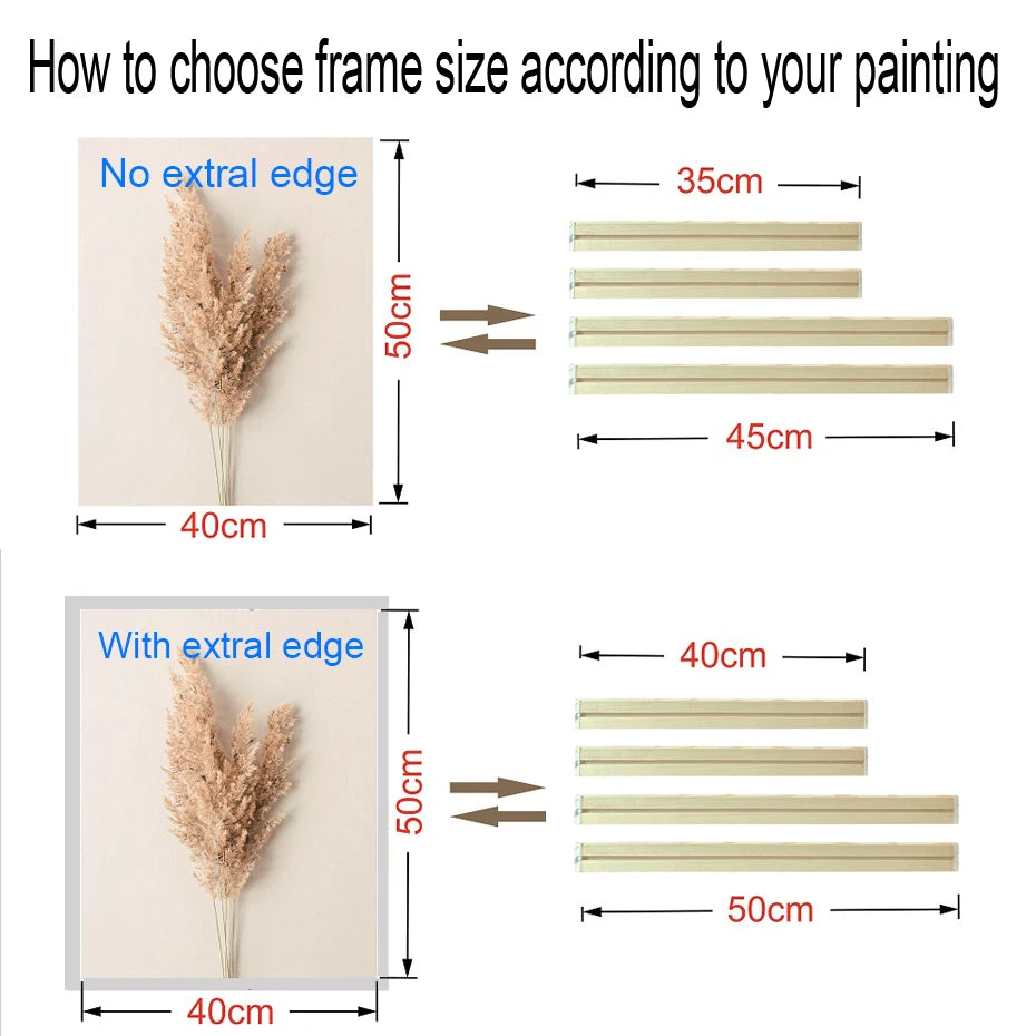 Various Sizes Canvas Frame, Wooden Frames Natural Wooden, Diamond Painting Frames Canvas, Wood Wall Frame