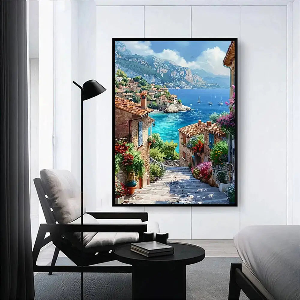Momoart Diamond Painting Street Seaside Landscape DIY Full Square / Round Drill