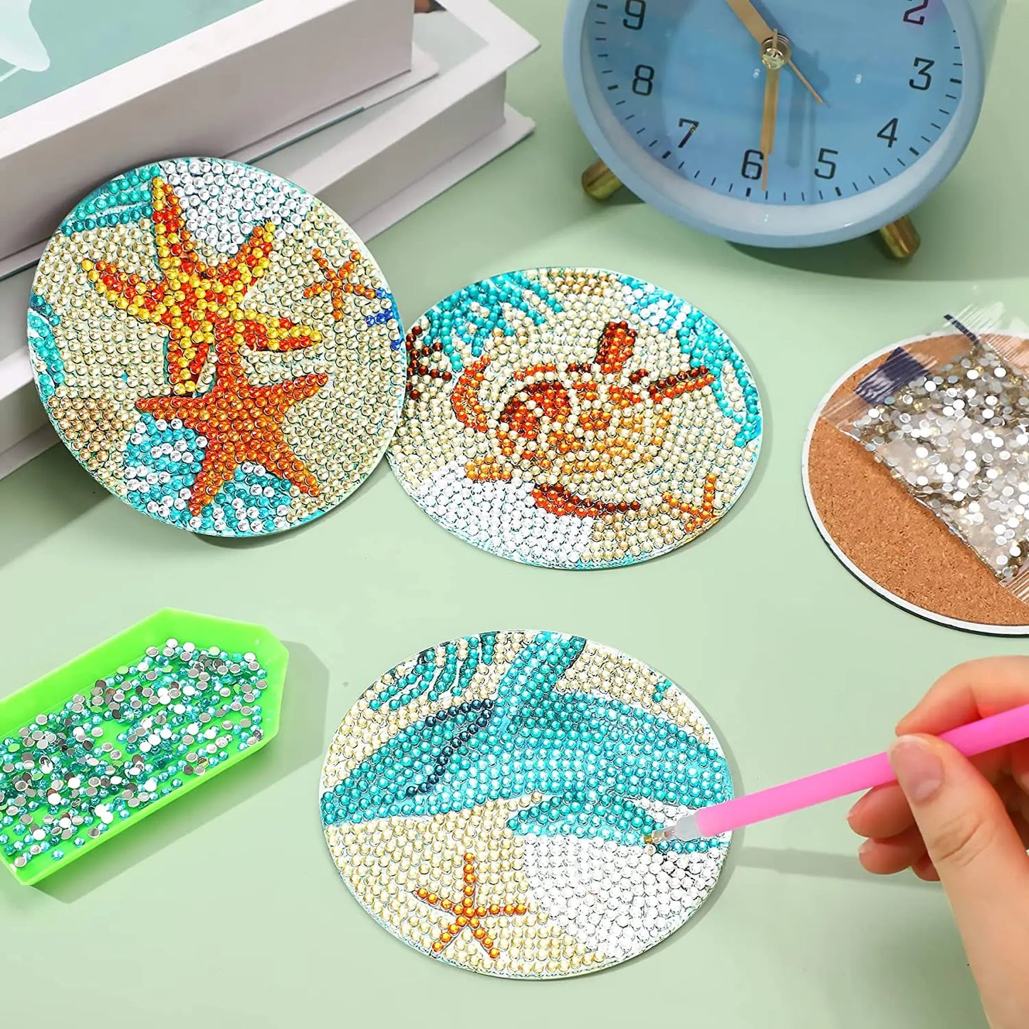 GLOBAL 8pcs/Set DIY Diamond Painting Coasters Animal Cup Cushion For Drinks Crystal Rhinestones Diamond Art Coasters