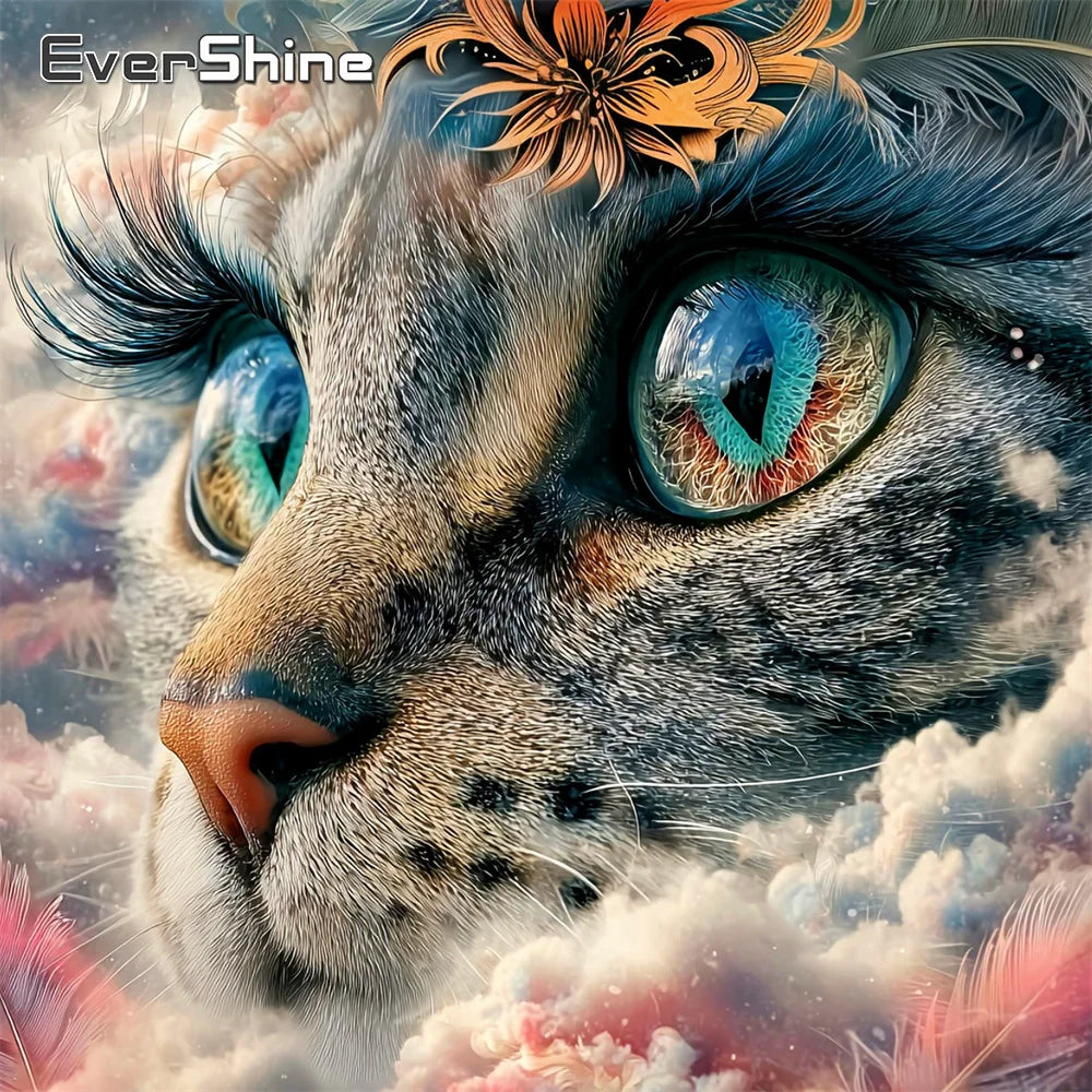 Evershine DIY Diamond Mosaic Cat Picture Full Square / Round Drill