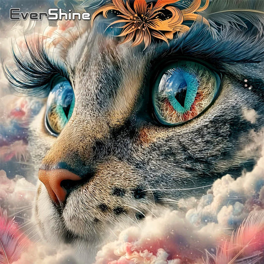 Evershine DIY Diamond Mosaic Cat Picture Full Square / Round Drill