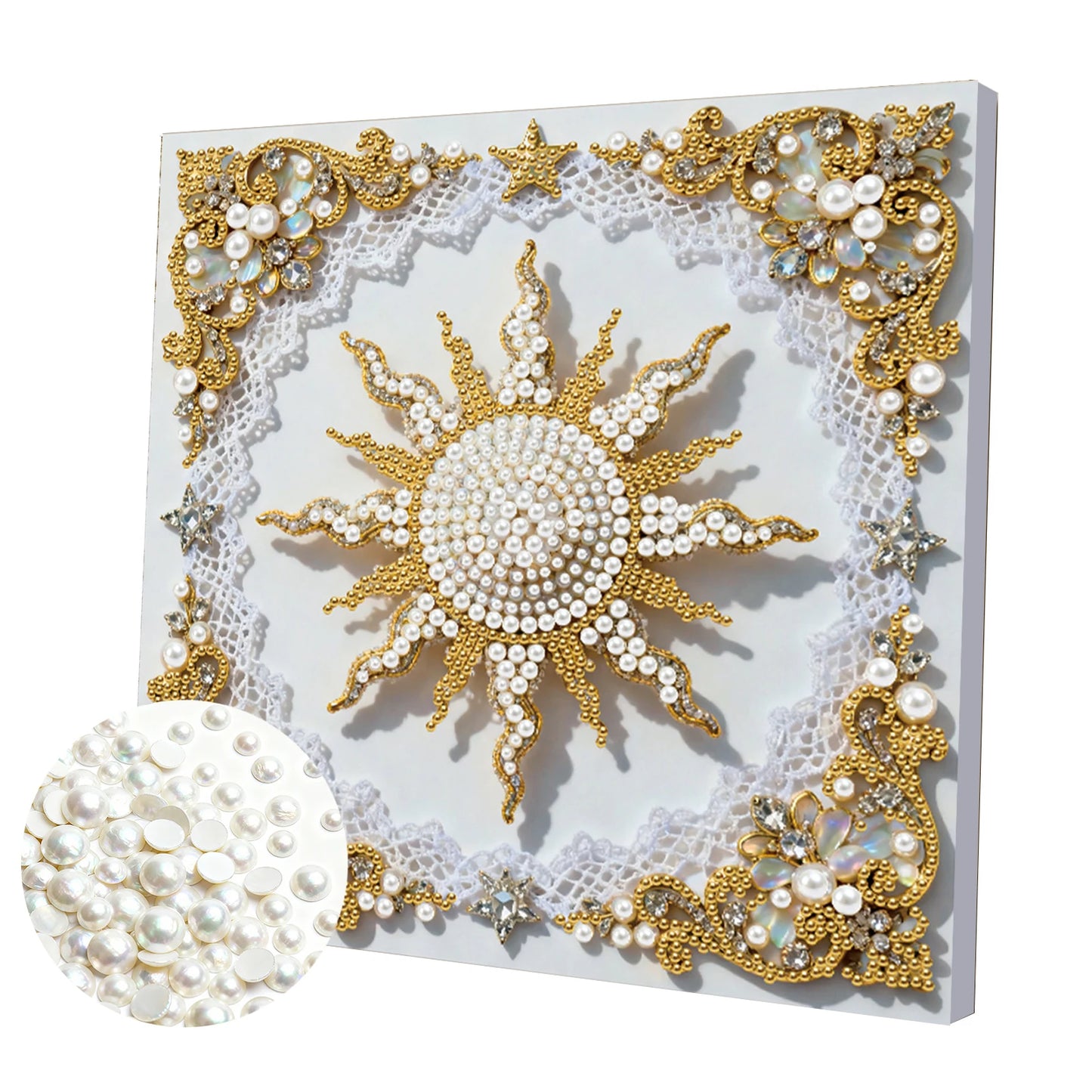 Pearl Painting Kit Pearl Gem Paintings Picture Arts Craft 25x25cm With Frame