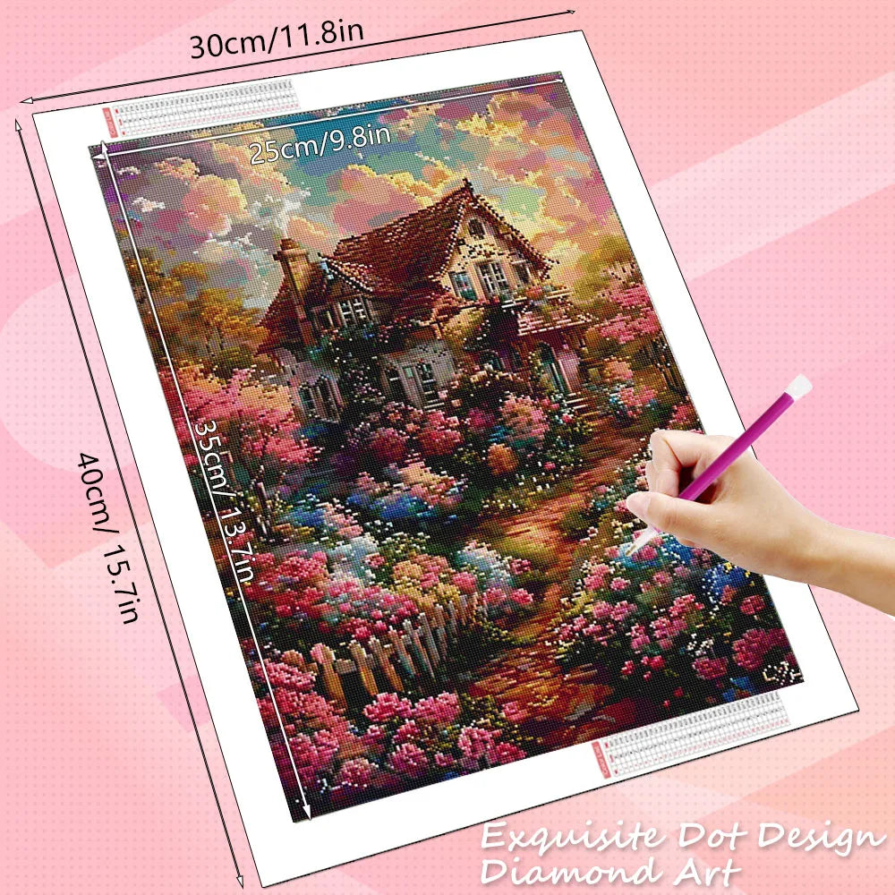 DIY Diamond Painting Full Drill House Landscape Picture Square / Round