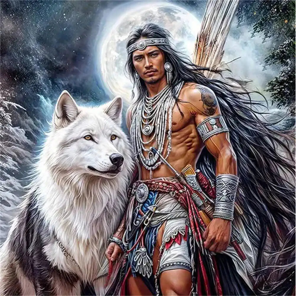 Evershine DIY Diamond Painting Wolf Man Moon Portrait Full Square / Round Drill