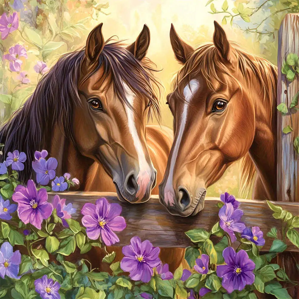 Momoart DIY Diamond Painting Horse Flower Picture Full Square / Round Drill