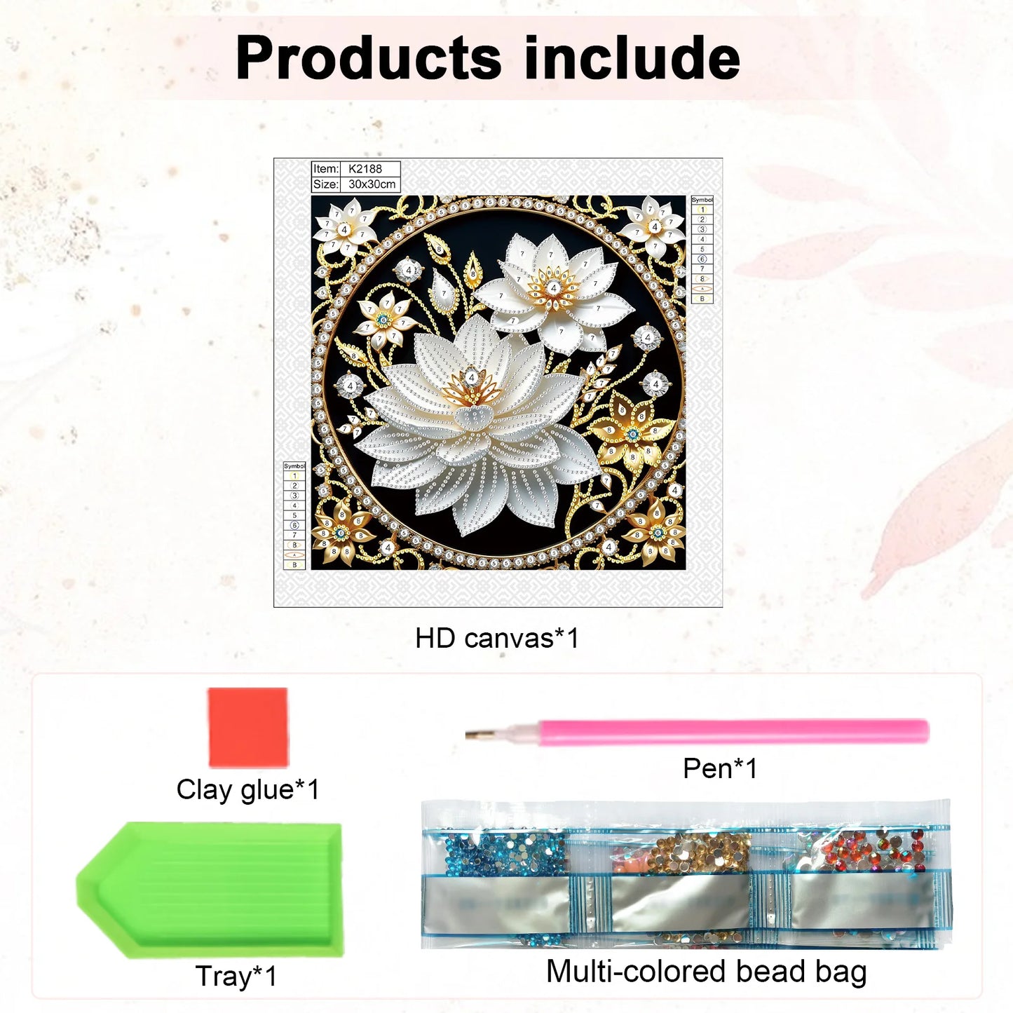 Lotus Special Shape Diamond Art Painting Kit For Adult / Beginner, Crystal Diamond Special Shape Kit For Home Wall Decoration Gift