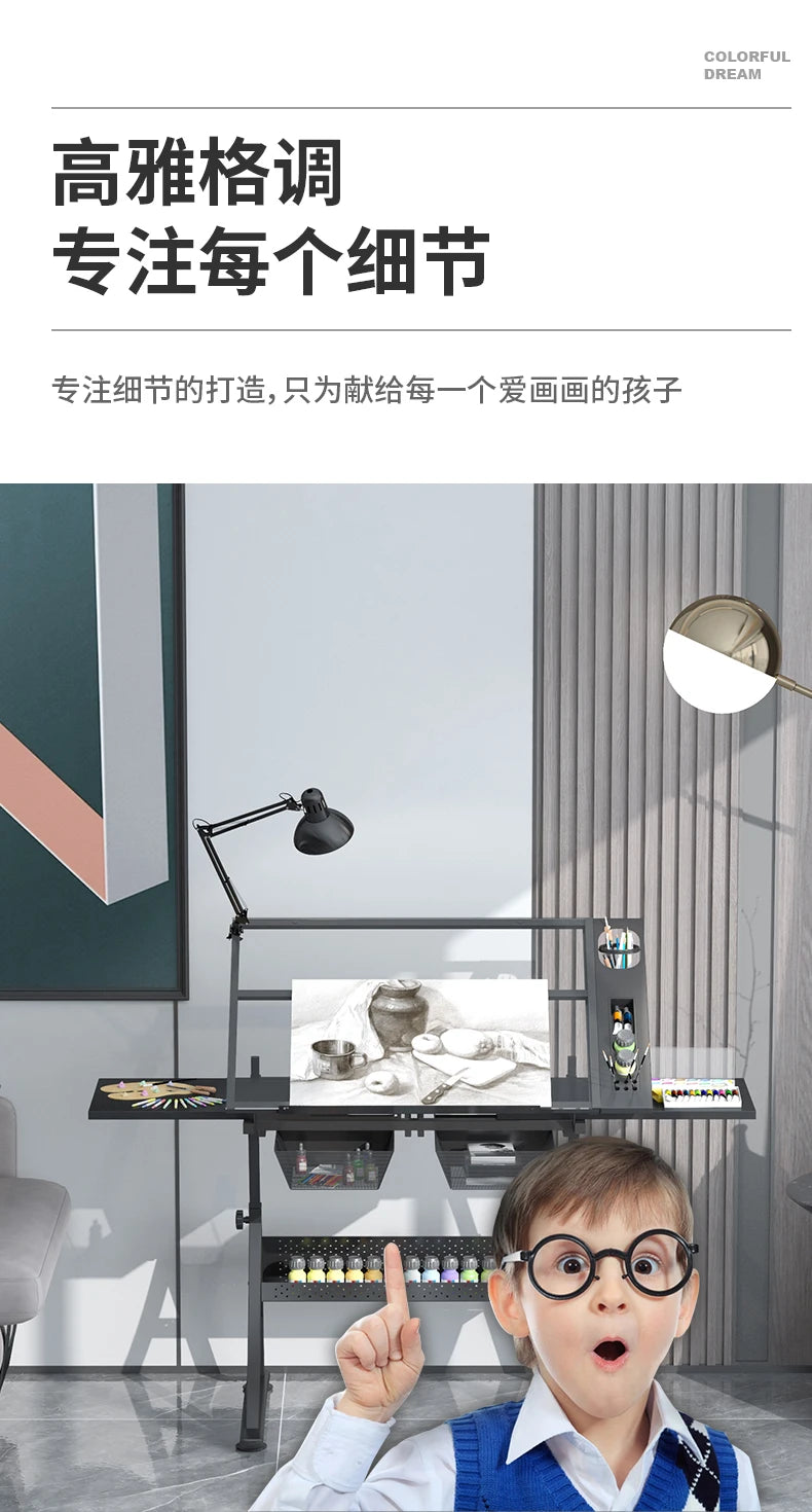lmm Art Drawing Table Glass Adjustable Height Drawing Drafting Designer Desk