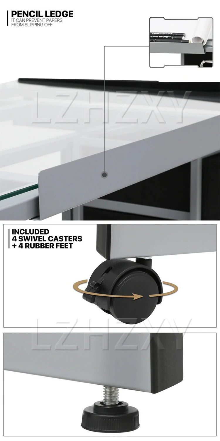 Drafting Table Artist's Desk For Painting, Calligraphy, and Design Height-Adjustable Workstation Multi-Angle Adjustment