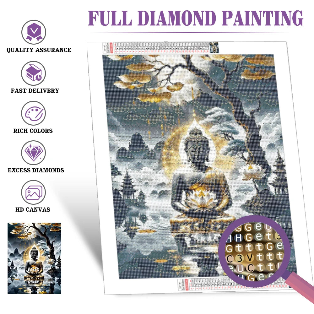 Huacan Diamond Mosaic 5d Budda DIY Diamond Painting Full Square / Round Drill