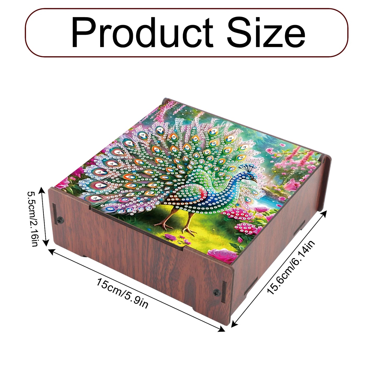 5D DIY Animal Girl Theme 4 Slots Diamond Painting Kit, Wooden Storage Box Diamond Art Jewelry Case, Storage Organizer