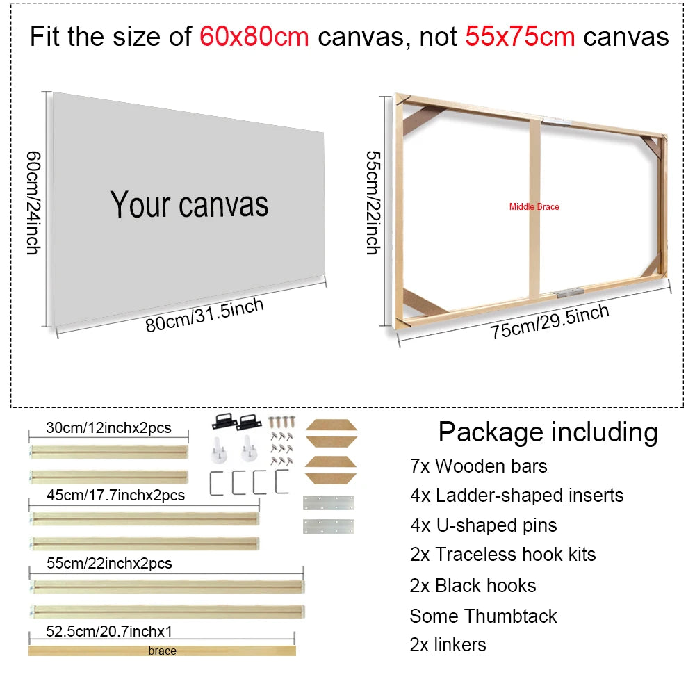 Various Sizes Canvas Frame, Wooden Frames Natural Wooden, Diamond Painting Frames Canvas, Wood Wall Frame