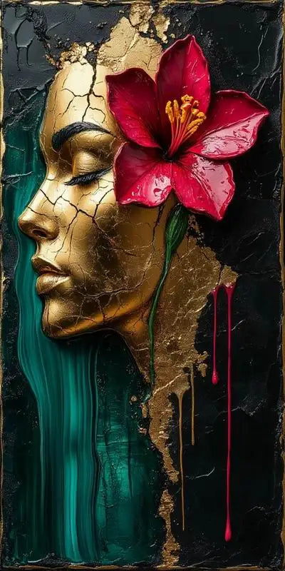 Fullcang Abstract Fantasy Woman W/ Flower Large Size, DIY Diamond Painting Full Square / Round Drill