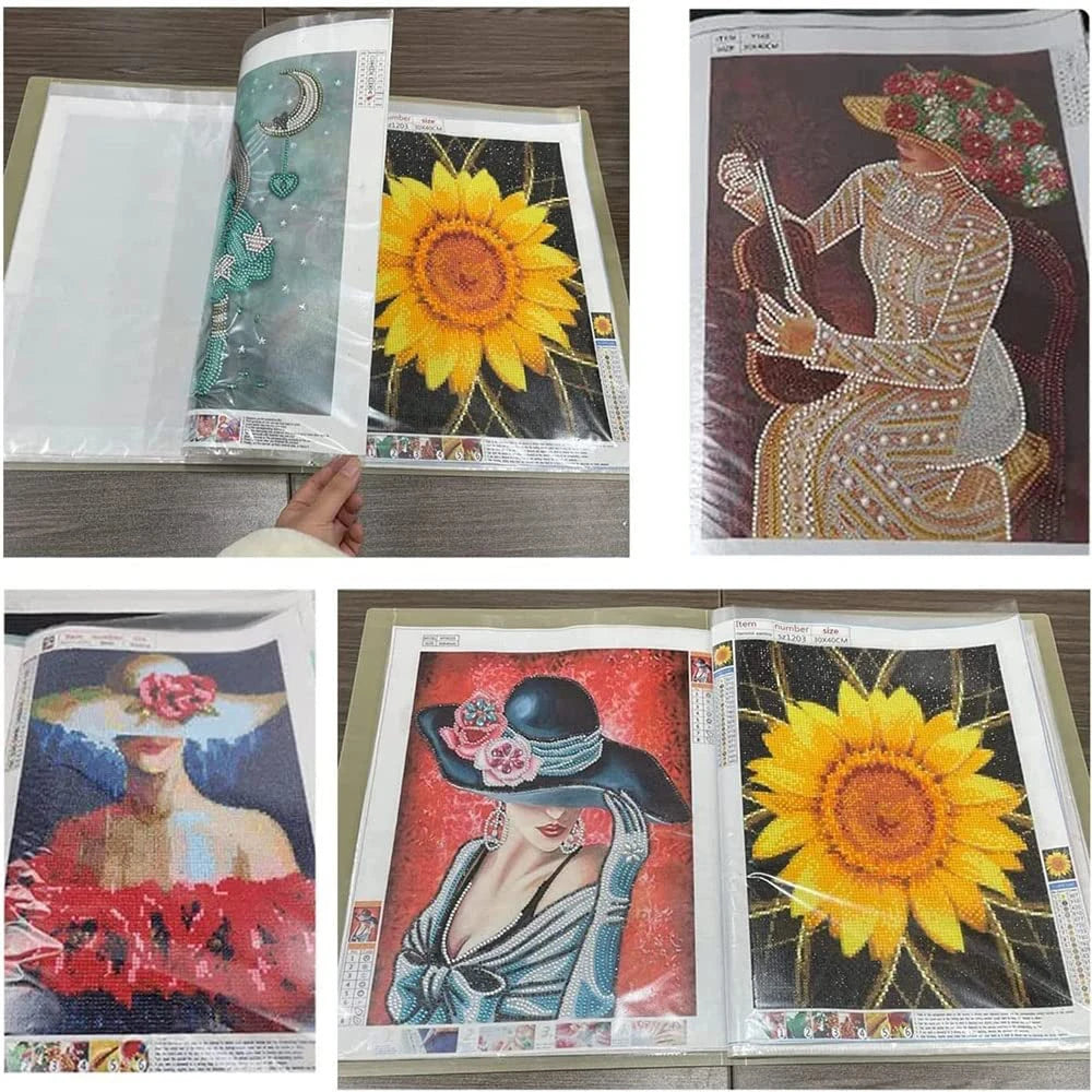 Pink A3 30 Pages Diamond Painting Photo Album Storage Book Portfolio Presentation Clear Pockets Large Folder Stationery