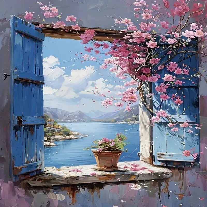 Huacan DIY Diamond Painting Landscape Window Flower Full Square / Round Drill