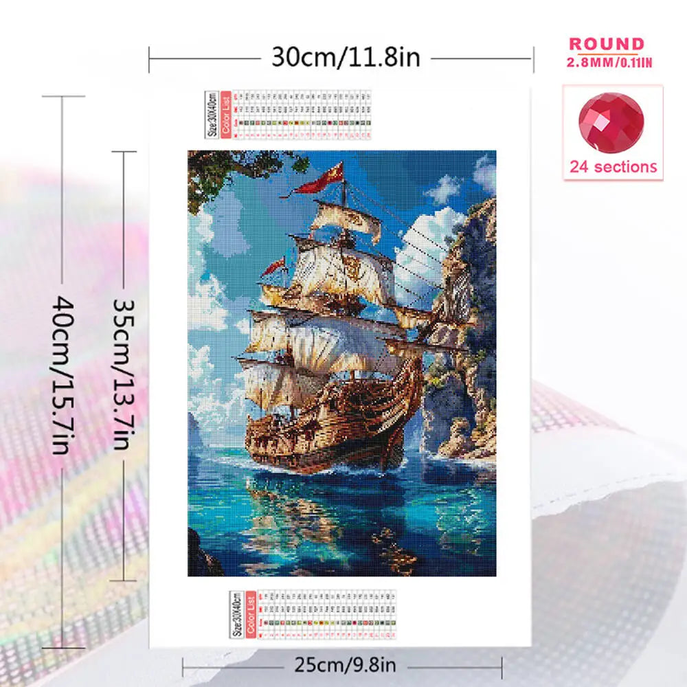 Momoart Diamond Mosaic Boat Landscape Acrylic Craft Supplies Diamond Painting Cross Stitch Kits Art Decor For Home