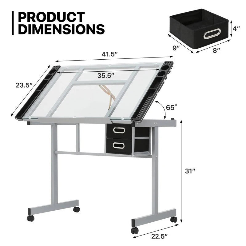 Drafting Table Artist's Desk For Painting, Calligraphy, and Design Height-Adjustable Workstation Multi-Angle Adjustment
