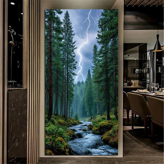 Lightning Forest Landscape, Large Size DIY Diamond Arts Painting Kits Full Square / Round Drill