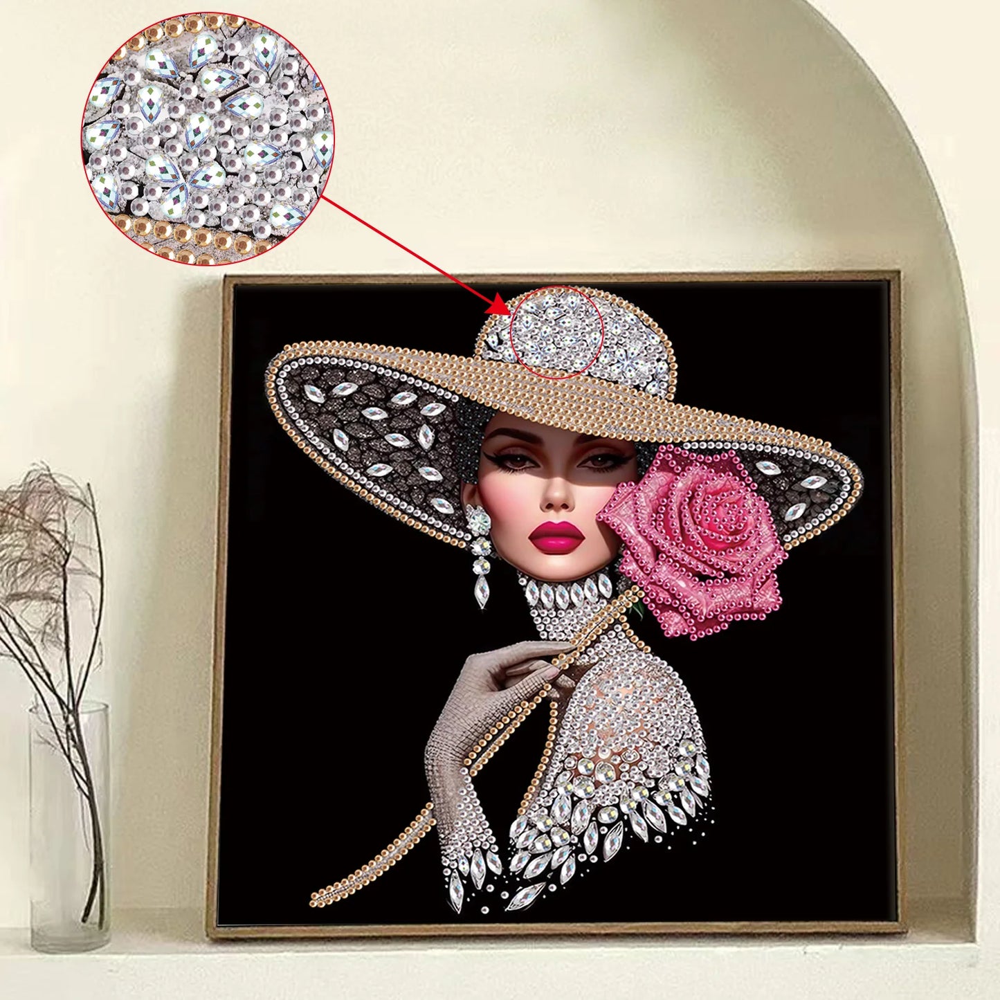 Special Shape Diamond Art Painting, Elegant Lady Crystal Rhinestone