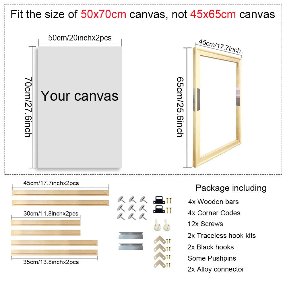 40x60, 50x70, 60x90, 60x120 DIY Wood Frame Kit For Diamond Painting Wall Art