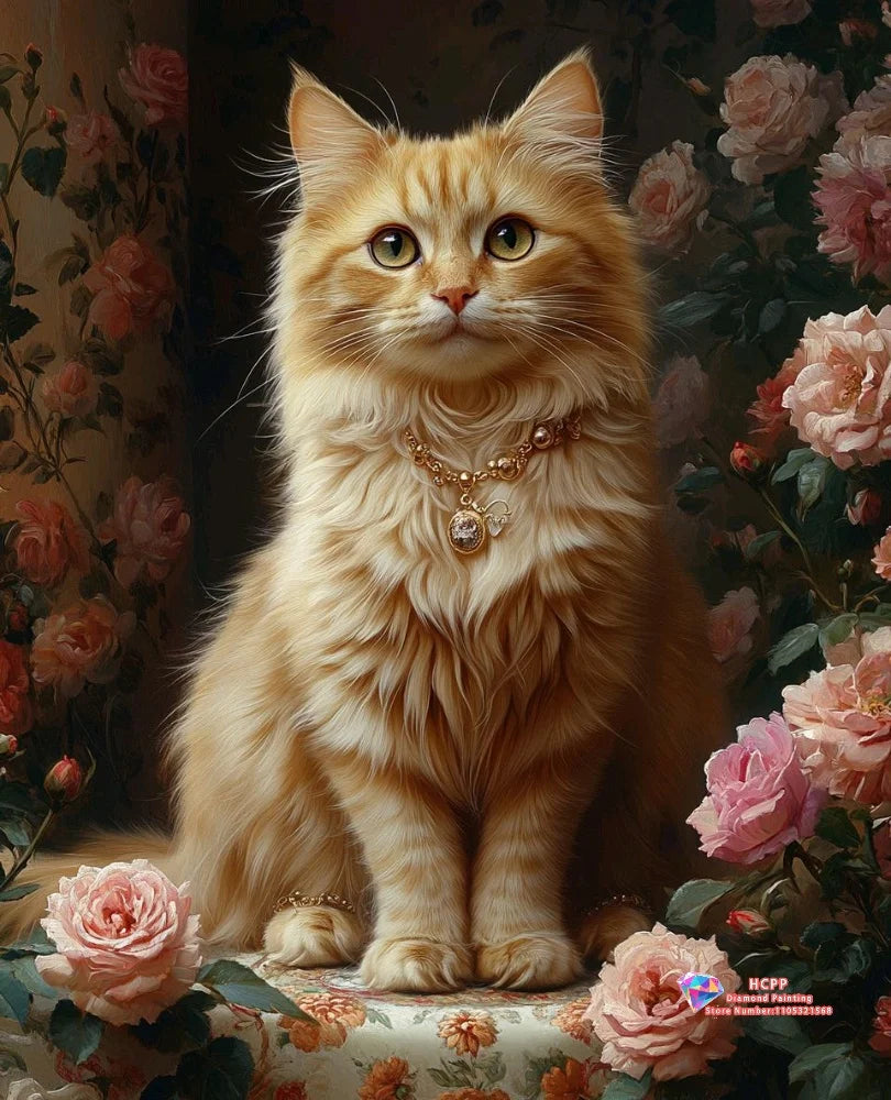Cat Diamond Painting Kit, Square, Round Diamond 5D DIY Mosaic Handmade Art