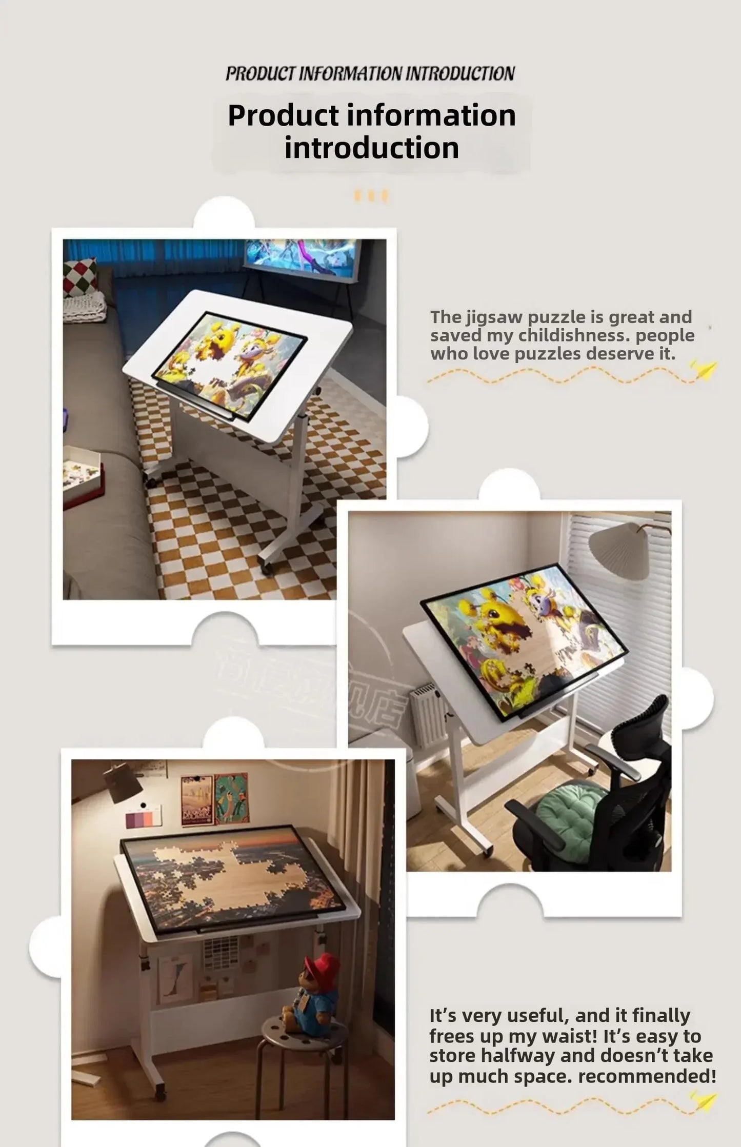 Foldable Lifting Puzzle Table Painting Special Work Table Bed Side Mobile Laptop Table Furniture Home Student Writing Desk