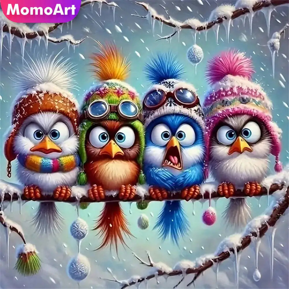 Momoart 5D DIY Diamond Painting Cartoon Birds Full Square / Round Drills
