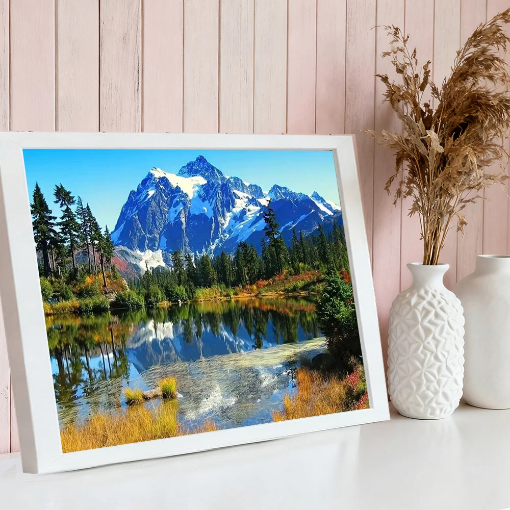 HUACAN Diamond Painting 5d Mountain Lake Landscape Handicrafts Home Decor Mosaic Kits Nature Scenery Full Square Round Drill