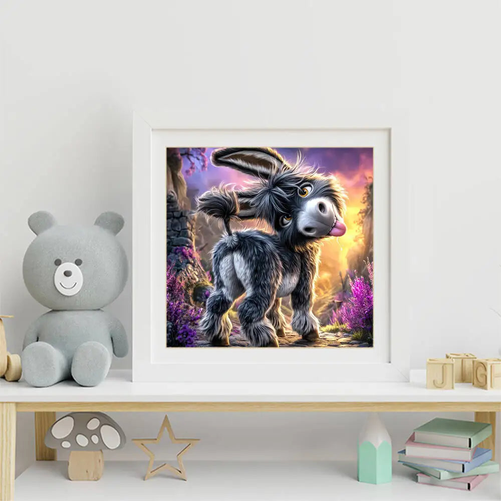 Evershine Diamond Mosaic Donkey, DIY Animal Picture, Rhinestones Full Square / Round Diamond Painting Cartoon Child Gift
