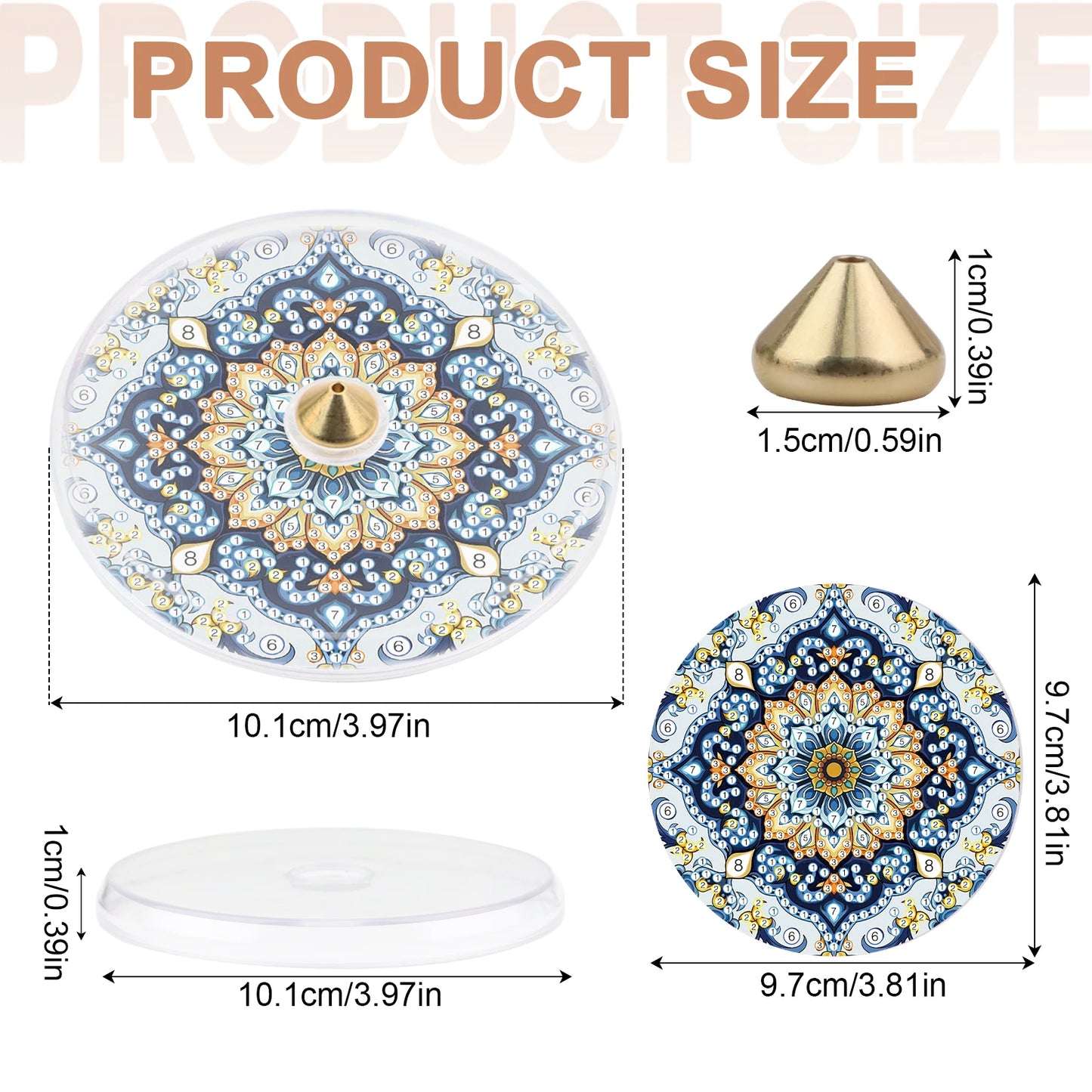2PCS Diamond Art Painting Meditation Incense Plate Kit, Mandala Pattern
