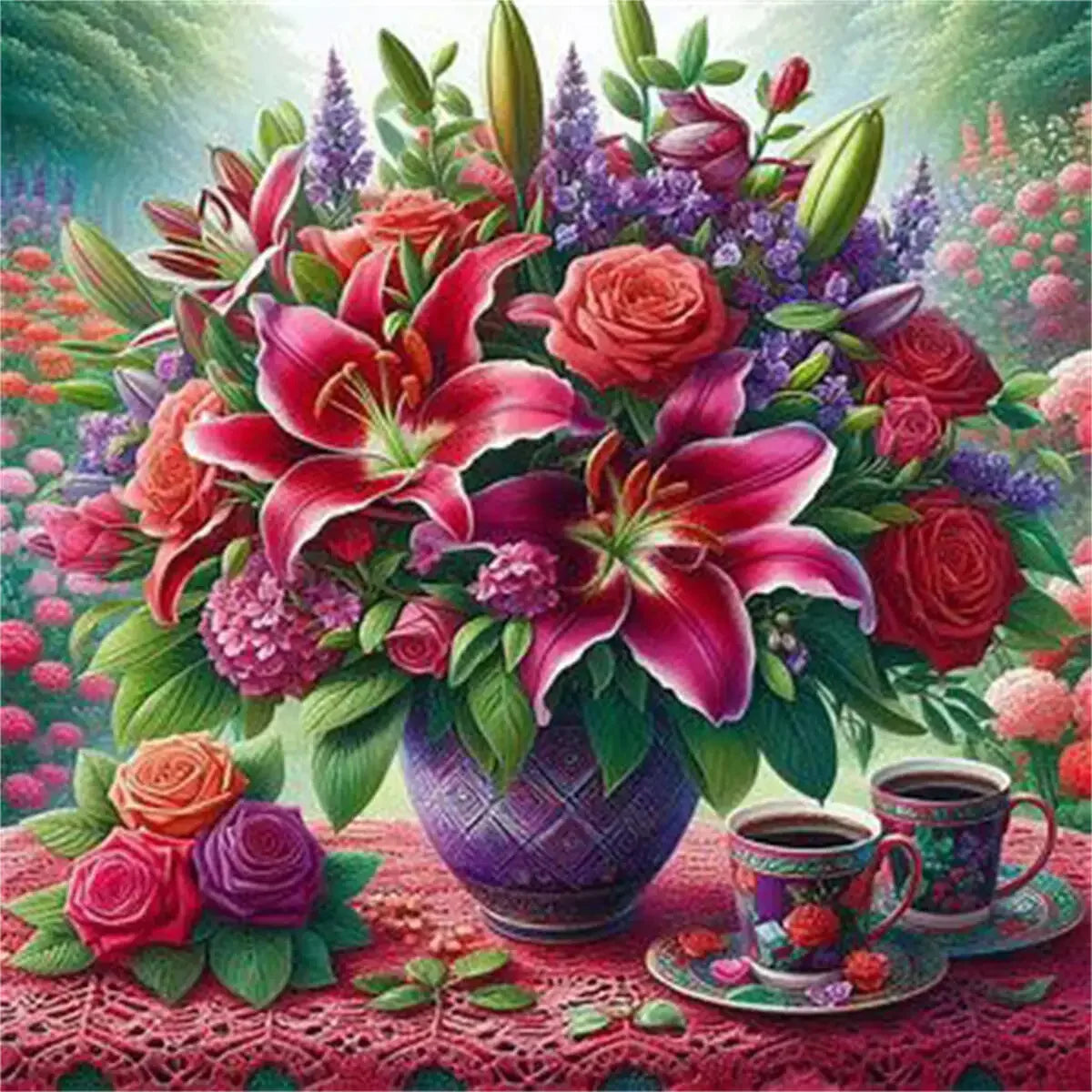 HUACAN DIY Diamond Painting Rose Flower Mosaic Home Decor Sunflower Lily Floral Full Drill Square / Round