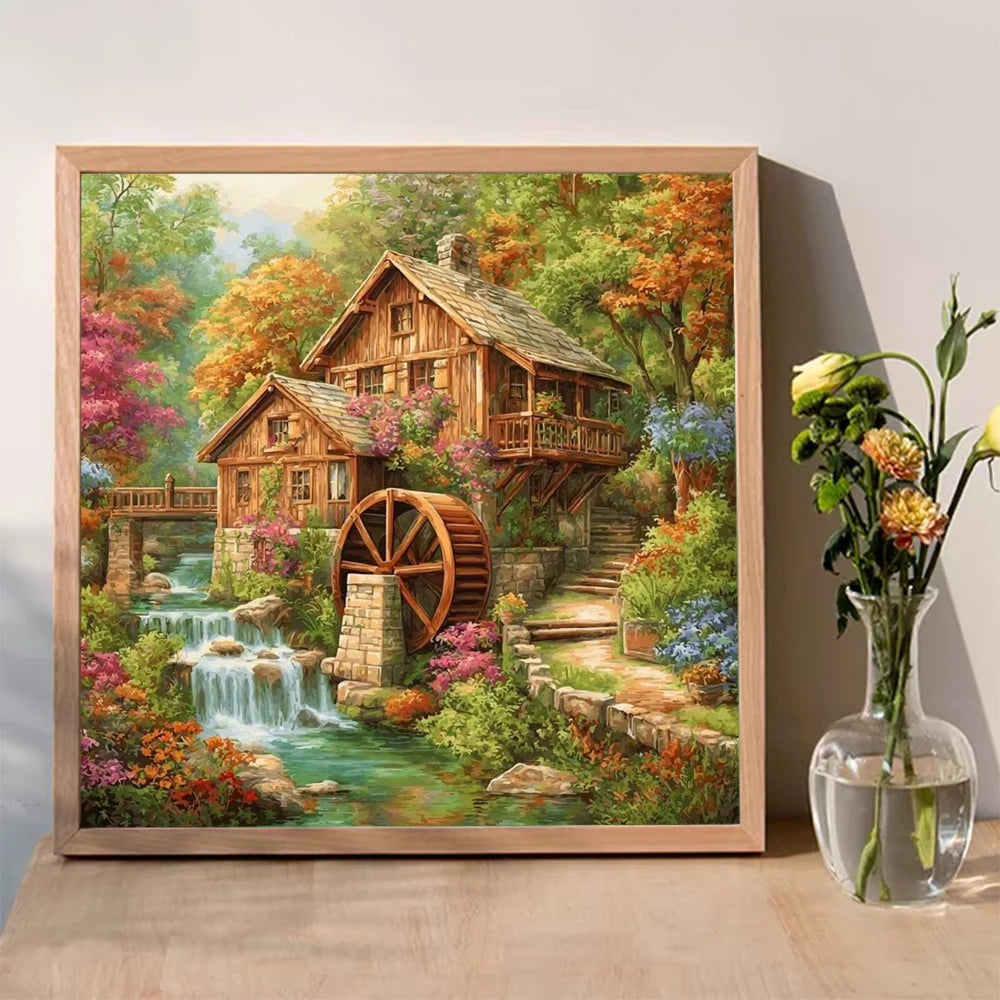 Momoart Diamond Painting House Landscape River Painting DIY Full Square / Round