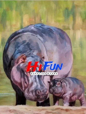 5D DIY Diamond Painting Hippo In Shower Full Square / Round Drill
