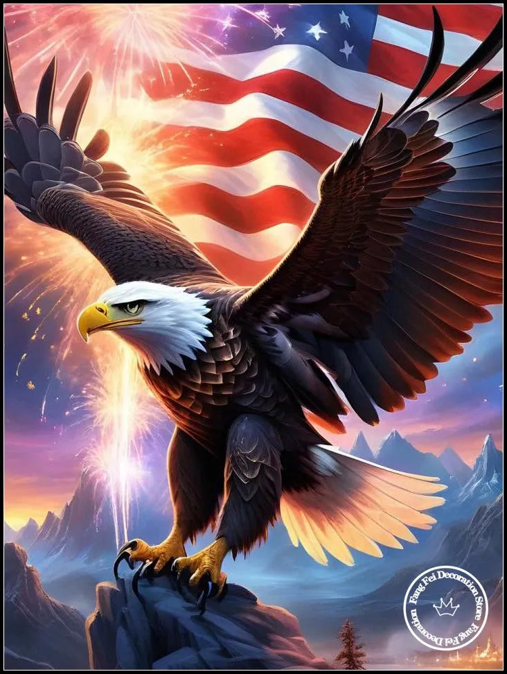 5D DIY Full Drill Eagle Animal Diamond Rhinestone Painting Bald Eagle Cross Stitch Kit Embroidery Picture Mosaic Home Decoration