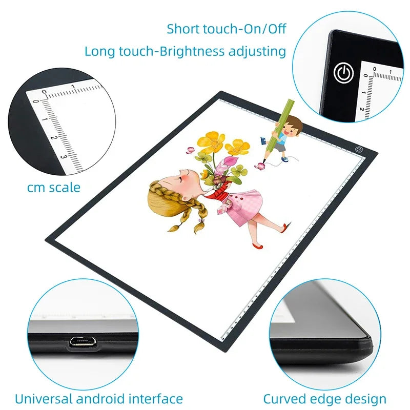 A4/A3 Drawing Tablet Wacom Digital Graphic Tablet LED Diamond Painting Light Pad Board, Portable Board