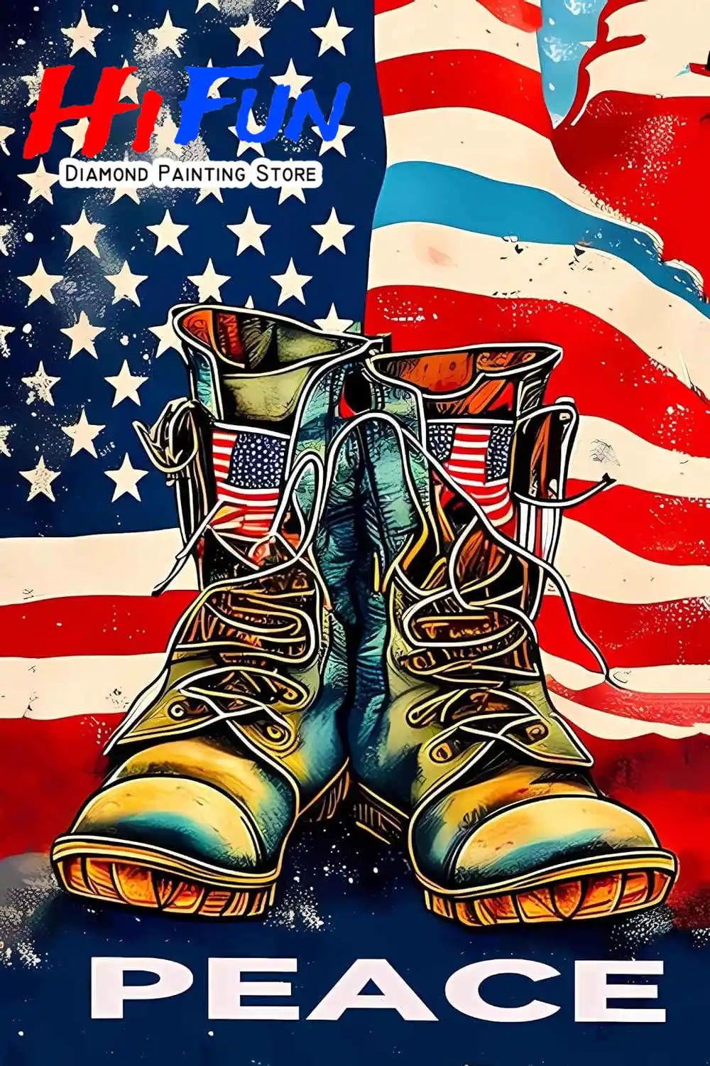 American Flag / Boots 5d DIY Diamond Painting Kits Full Square / Round Drills