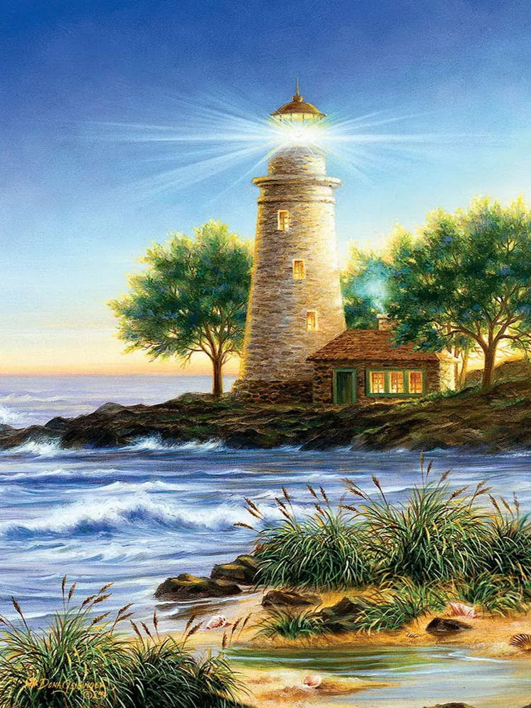 5D DIY Diamond Art Painting Kits Lighthouse Landscape Mosaic 2024 New Embroidery Cross Stitch Home Decor Children's Gift Crafts