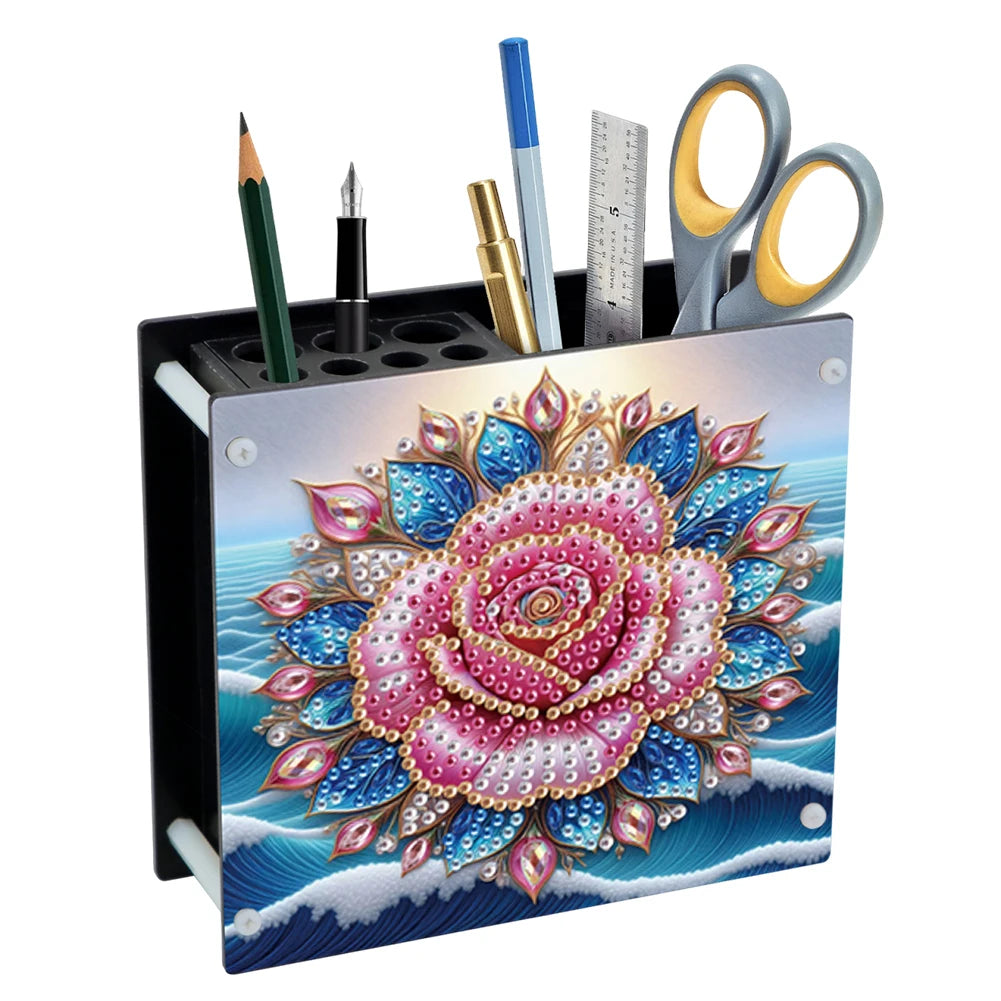 Creative Acrylic Diamond Painting Pencil Holder DIY Kit for Unique Desk Organization and Stress Relief Fun