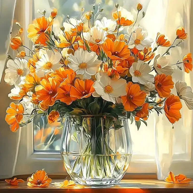 HUACAN DIY Diamond Painting Rose Flower Mosaic Home Decor Sunflower Lily Floral Full Drill Square / Round