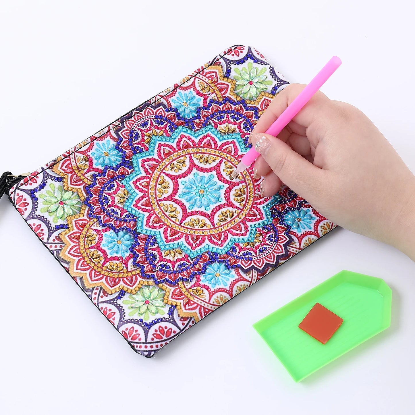 1pc DIY Purses Diamond Painting Mandala Kits for Adults One Sided Drill PU Leather Handbags Cactus Diamond Art Purses for Women