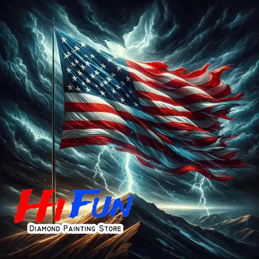 USA Red White Blue Eagle Flag, DIY Diamond Painting Kits Statue of Liberty, Square/Round Drills
