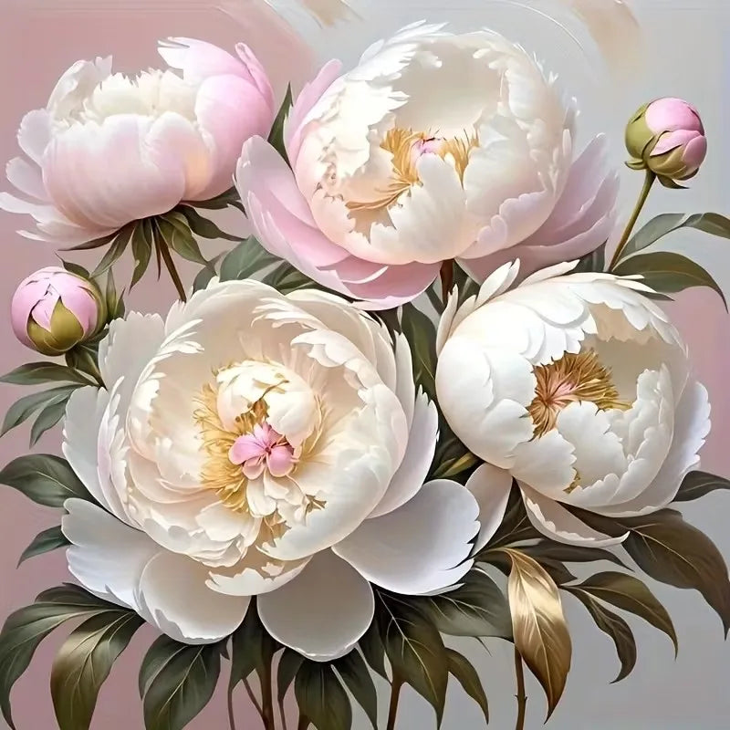 HUACAN 5D DIY Diamond Painting Peony Flowers Square / Round Full Drill